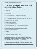 T4 Brakes ASE Exam Questions And Answers Latest Update