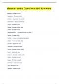 German verbs Questions And Answers