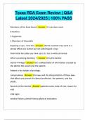 Texas RDA Exam Review &vert; Q&A Latest 2024&sol;2025 &vert; 100&percnt; PASS