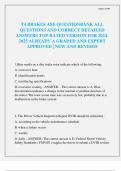 T4 BRAKES ASE QUESTIONBANK ALL QUESTIONS AND CORRECT DETAILED ANSWERS TOP RATED VERSION FOR 2024- 2025 ALREADY A GRADED AND EXPERT APPROVED &vert; NEW AND REVISED