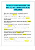 Dental Assisting Iowa RDA Test Part 3 &vert; Q&A Latest 2024&sol;2025 &vert; 100&percnt; PASS