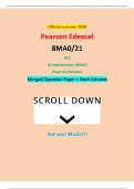 Official summer 2024 Pearson Edexcel 8MA0&sol;21 GCE AS Mathematics &lpar;8MA0&rpar; Paper 21 Statistics Merged Question Paper &plus; Mark Scheme