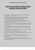 AQA A-Level Pe Paper 2 Section C Exam Questions And Answers 2025&period;