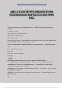 AQA A-Level PE&colon; Pre-industrial Britain Exam Questions And Answers 2025 100&percnt; Pass&period;