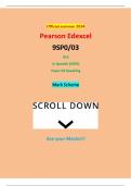 Official summer 2024 Pearson Edexcel 9SP0&sol;03 GCE In Spanish &lpar;9SP0&rpar; Paper 03 Speaking Mark Scheme