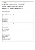 WGU Master's Course C725 - Information Security and Assurance &sol; Actual Exam Questions & Complete Answers 2025&period;