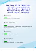Final Exam&colon; NR 226&sol; NR226 &lpar;Latest 2025&sol; 2026 Update&rpar; Fundamentals&colon; Patient Care Review &vert; Questions & Answers&vert; Grade A&vert; 100&percnt; Correct &lpar;Verified Solutions&rpar;- Chamberlain