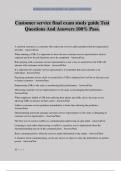 Customer service final exam study guide Test Questions And Answers 100&percnt; Pass&period;