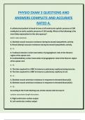 PHYSIO EXAM 3 QUESTIONS AND  ANSWERS COMPLETE AND ACCURATE  RATED A
