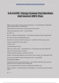 A-Level PE - Energy Systems Test Questions And Answers 100&percnt; Pass&period;