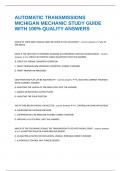 AUTOMATIC TRANSMISSIONS MICHIGAN MECHANIC STUDY GUIDE WITH 100&percnt; QUALITY ANSWERS