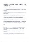 CARN-AP 2nd SET 2025 194 QUESTIONS & ANSWERS &sol;&sol;GURANTEED PASS&excl;&excl;&excl; &lpar; A&plus; GRADED 100&percnt; VERIFIED&rpar;