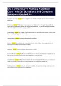 Ch&period; 1-2 Hartman-s Nursing Assistant Care - 4th Ed&period; Questions and Complete Solutions Graded A&plus;