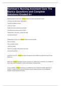 Hartman-s Nursing Assistant Care The Basics Questions and Complete Solutions Graded A&plus;