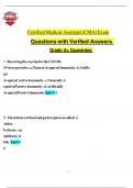 Certified Medical Assistant &lpar;CMA&rpar; Exam Questions with Verified Answers 2025 &sol; 2026  Grade A&plus; Guarantee