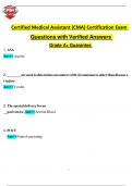 Certified Medical Assistant &lpar;CMA&rpar; Certification Exam Questions with Verified Answers  2025&sol; 2026 Grade A&plus; Guarantee