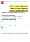 Certified Medical Assistant &lpar;CMA&rpar; Exam  Questions with Verified Answers &lpar;Latest 2025&sol; 2026&rpar; 