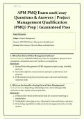 APM PMQ Exam 2026&sol;2027 &vert; Questions & Answers &vert; Project Management Qualification &lpar;PMQ&rpar; Prep &vert; Q&A with Rationales &vert; Grade A&plus;  &vert; Latest Syllabus Update