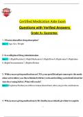 Certified Medication Aide Exam Questions with Verified Answers 2025 &sol; 2026  Grade A&plus; Guarantee