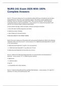 NURS 241 Exam 2025 With 100&percnt; Complete Answers