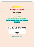 Official summer 2024 Pearson Edexcel 9GN0&sol;01 GCE In German &lpar;9GN0&rpar; Paper 01 Listening&comma; Reading and Translation Merged Question Paper &plus; Mark Scheme &plus; Recordings