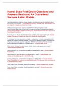 Hawaii State Real Estate Questions and Answers Best rated A&plus; Guaranteed Success Latest Update
