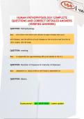 HUMAN PATHOPHYSIOLOGY COMPLETE QUESTIONS AND CORRECT DETAILED ANSWERS  &lpar;VERIFIED ANSWERS&rpar;