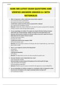 SANS 500 LATEST EXAM QUESTIONS AND VERIFIED ANSWERS GRADED A&plus; WITH RATIONALES