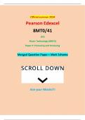 Official summer 2024 Pearson Edexcel 8MT0&sol;41 GCE Music Technology &lpar;8MT0&rpar; Paper 4&colon; Producing and Analysing Merged Question Paper &plus; Mark Scheme