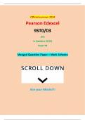 Official summer 2024 Pearson Edexcel 9ST0&sol;03 GCE In Statistics &lpar;9ST0&rpar; Paper 03 Merged Question Paper &plus; Mark Scheme