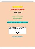Official summer 2024 Pearson Edexcel 9RS0&sol;01 GCE In Religious Studies &lpar;9RS0&rpar; Paper 1 Merged Question Paper &plus; Mark Scheme