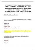 NJ DEFENSIVE DRIVING COURSE &lpar;AMERICAN  SAFETY COUNCIL&rpar; - ALL 4 MODULES & FINAL  EXAM 2025&vert; BRAND NEW EXAM QUESTIONS  WITH 100&percnt; CORRECT SOLUTIONS &vert;  GUARANTEED SUCCESS&vert; ACE YOUR GRADES&period;