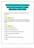 NFHS Baseball Rules Questions and Correct Answers &vert; Latest 2024&sol;2025 &vert; 100&percnt; PASS