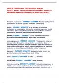 Critical thinking nur 200 Hondros NEWEST  ACTUAL EXAM 302 QUESTIONS AND CORRECT DETAILED  ANSWERS &lpar;VERIFIED ANSWERS&rpar; &vert;ALREADY GRADED A&plus;