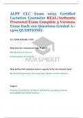 ALPP CLC Exam 2025 Certified  Lactation Counselor REAL&sol;Authentic  Proctored Exam Complete 3 Versions  Exam Each 100 Questions Graded A&plus;  &lpar;300 QUESTIONS&rpar;