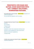 PROSTHETIC CPM EXAM 2025  ACTUAL EXAM QUESTIONS WITH  100&percnt; CORRECT SOLUTIONS &vert;  GUARANTEED SUCCESS&period;