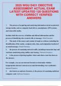 WGU D431 DIGITAL FORENSICS OBECTIVE ASSESSMENT FREQUENTLY TESTED EXAM QUESTIONS AND VERIFIED ANSWERS&period; THE ULTIMATE GUIDE 