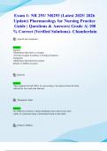 Exam 1&colon; NR 293&sol; NR293 &lpar;Latest 2025&sol; 2026 Update&rpar; Pharmacology for Nursing Practice Guide &vert; Questions & Answers&vert; Grade A&vert; 100&percnt; Correct &lpar;Verified Solutions&rpar;- Chamberlain