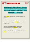 BICSI TECHNICIAN EXAM ACTUAL 2025&sol;2026 QUESTIONS AND 100&percnt; CORRECT ANSWERS