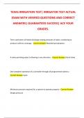 TEXAS IRRIGATION TEST&vert; IRRIGATOR TEST ACTUAL  EXAM WITH VERIFIED QUESTIONS AND CORRECT  ANSWERS&vert; GUARANTEED SUCCESS&vert; ACE YOUR  GRADES&period;