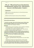 NR 226 &sol; NR226 Final Exam Chamberlain  &vert; 2026&sol;2027 &vert; Fundamentals&colon; Patient Care &vert; Questions & Answers with Rationales &vert; Grade A &vert; Verified Solutions