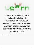 CompTIA CertMaster Learn Network&plus; Modules 1- 6 &sol; NEWEST ACTUAL EXAM COMPLETE 157 QUESTIONS AND CORRECT DETAILED ANSWERS &lpar;CERTIFIED ANSWERS&rpar; A&plus; SCORE SOLUTION &sol; 2025&period;  