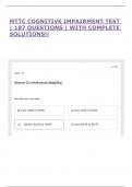 MTTC COGNITIVE IMPAIRMENT TEST &vert; 187 QUESTIONS &vert; WITH COMPLETE SOLUTIONS&excl;&excl;