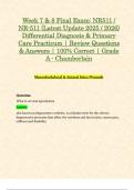 Week 7 & 8 Final Exam&colon; NR511 &sol; NR-511 &lpar;Latest Update 2025 &sol; 2026&rpar; Differential Diagnosis & Primary Care Practicum &vert; Review Questions & Answers &vert; 100&percnt; Correct &vert; Grade A - Chamberlain