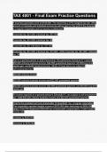 TAX 4001 - Final Exam Practice Questions questions and answers