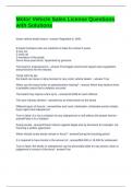 Motor Vehicle Sales License Questions with Solutions 