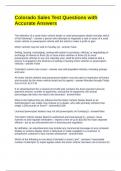 Colorado Sales Test Questions with Accurate Answers