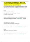 ATI Dosage Calculation and Safe Medication Administration 3&period;0 - Critical Care Medications Questions and Answers 2025 update