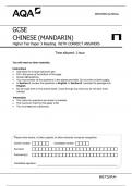 &Tab; CHINESE &lpar;MANDARIN &rpar;Higher Tier Paper 3 Reading  WITH CORRECT ANSWERS