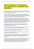 Practice Questions for Psychology WGU QUESTIONS & ANSWERS 100&percnt; CORRECT&excl;&excl;